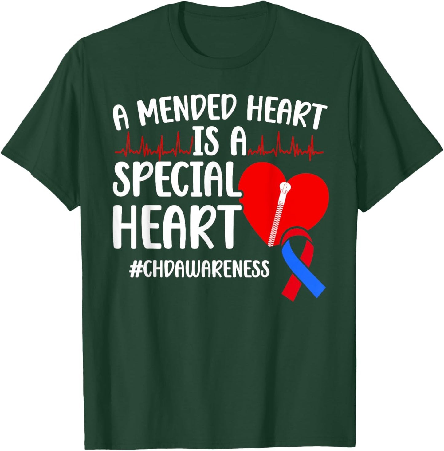 Mended Heart CHD Warrior Congenital Heart Disease Awareness T-Shirt - T-Shirt | Forest