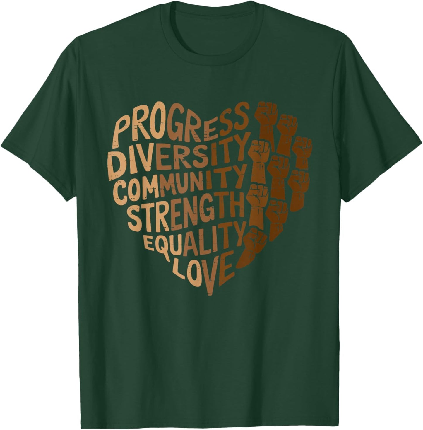 Progress Diversity Equity Black History Melanin Girls T-Shirt - T-Shirt | Forest