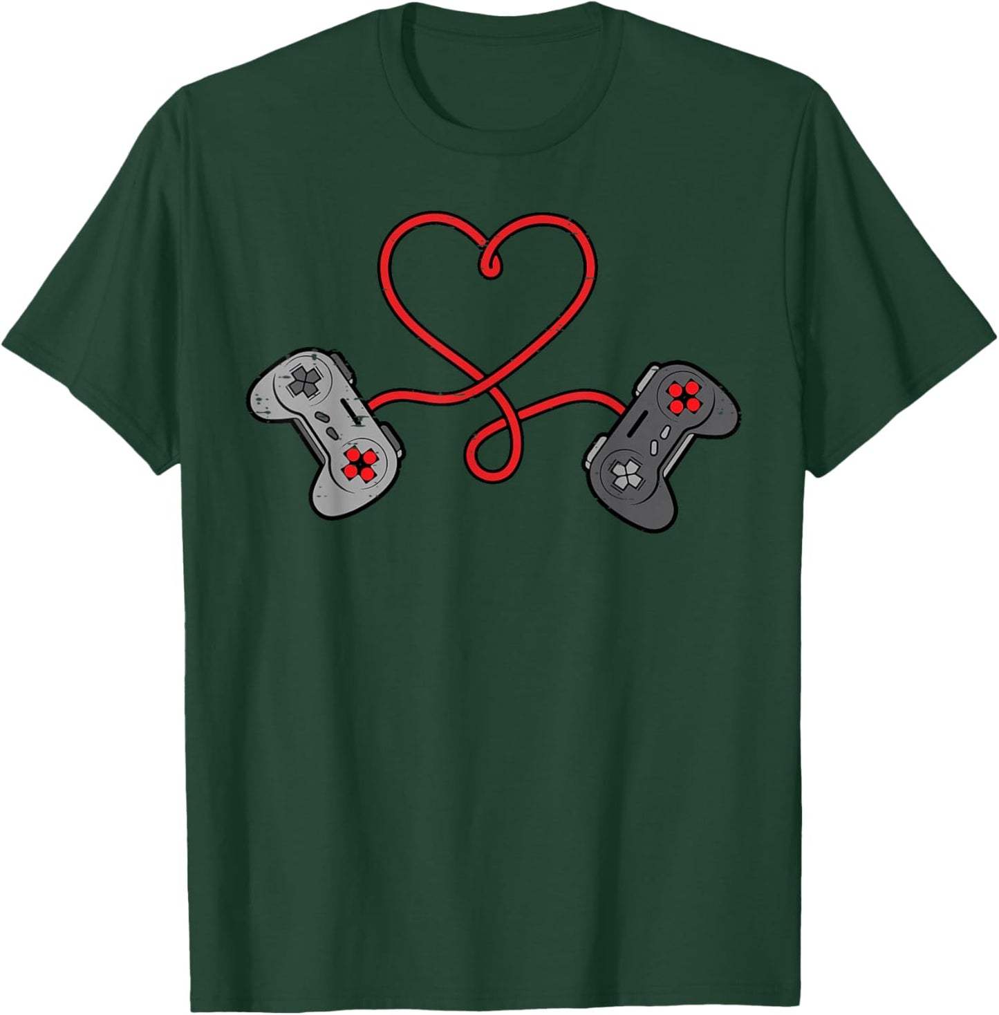 Valentines Day Gaming Controller Heart Gamer Men Boys Kids T-Shirt - T-Shirt | Forest