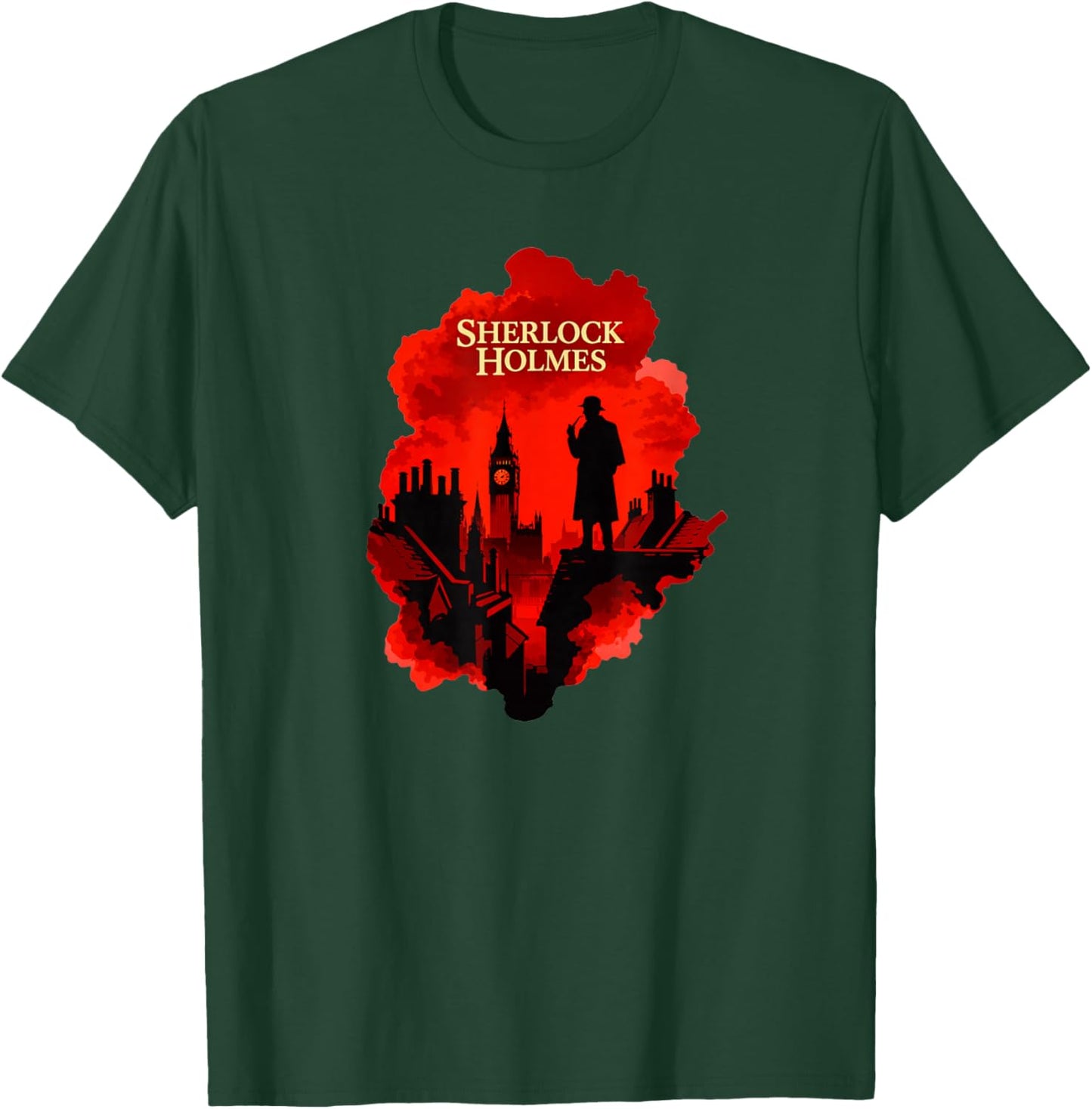 Sherlock Holmes London Silhouette Detective Art Design T-Shirt - T-Shirt | Forest