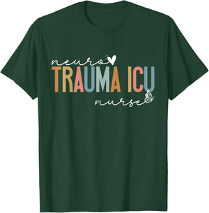 Trauma Neuro ICU Nurse Cute Heart Neurology Nurse RN Nursing T-Shirt - T-Shirt | Forest