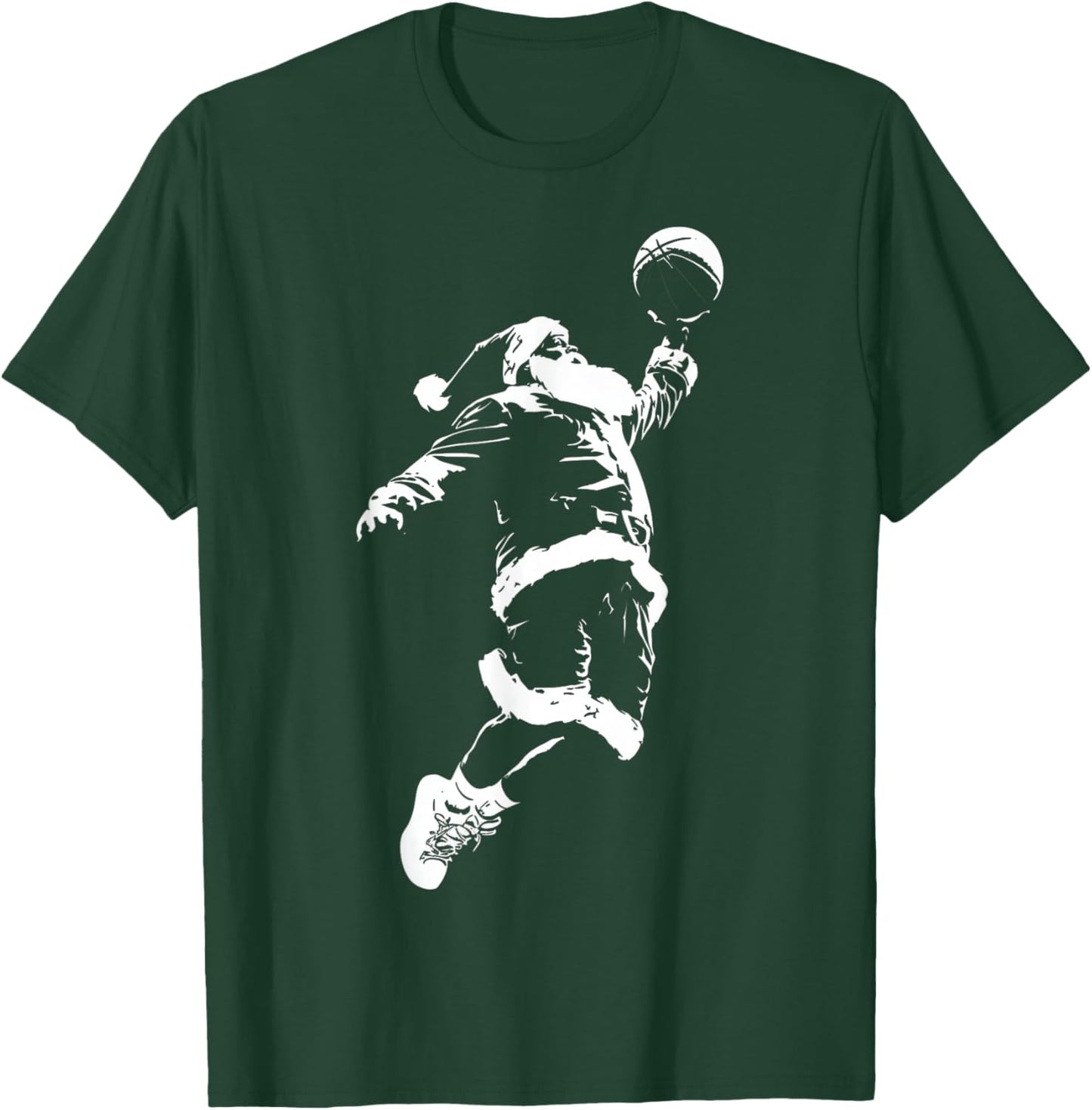 Santa Claus Slam Basketball Dunk Funny Christmas Holiday T-Shirt - T-Shirt | Forest