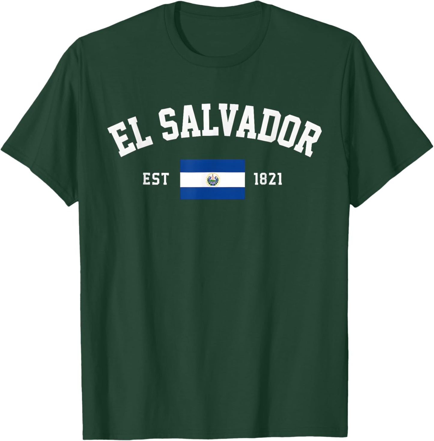 El Salvador EST 1821 Flag T-Shirt - T-Shirt | Forest