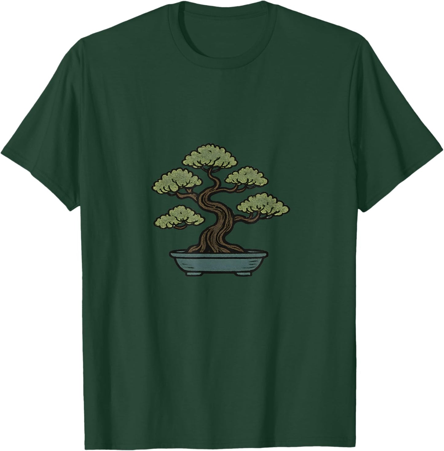 Japanese Juniper Bonsai - Miniature Tree Illustration T-Shirt - T-Shirt | Forest