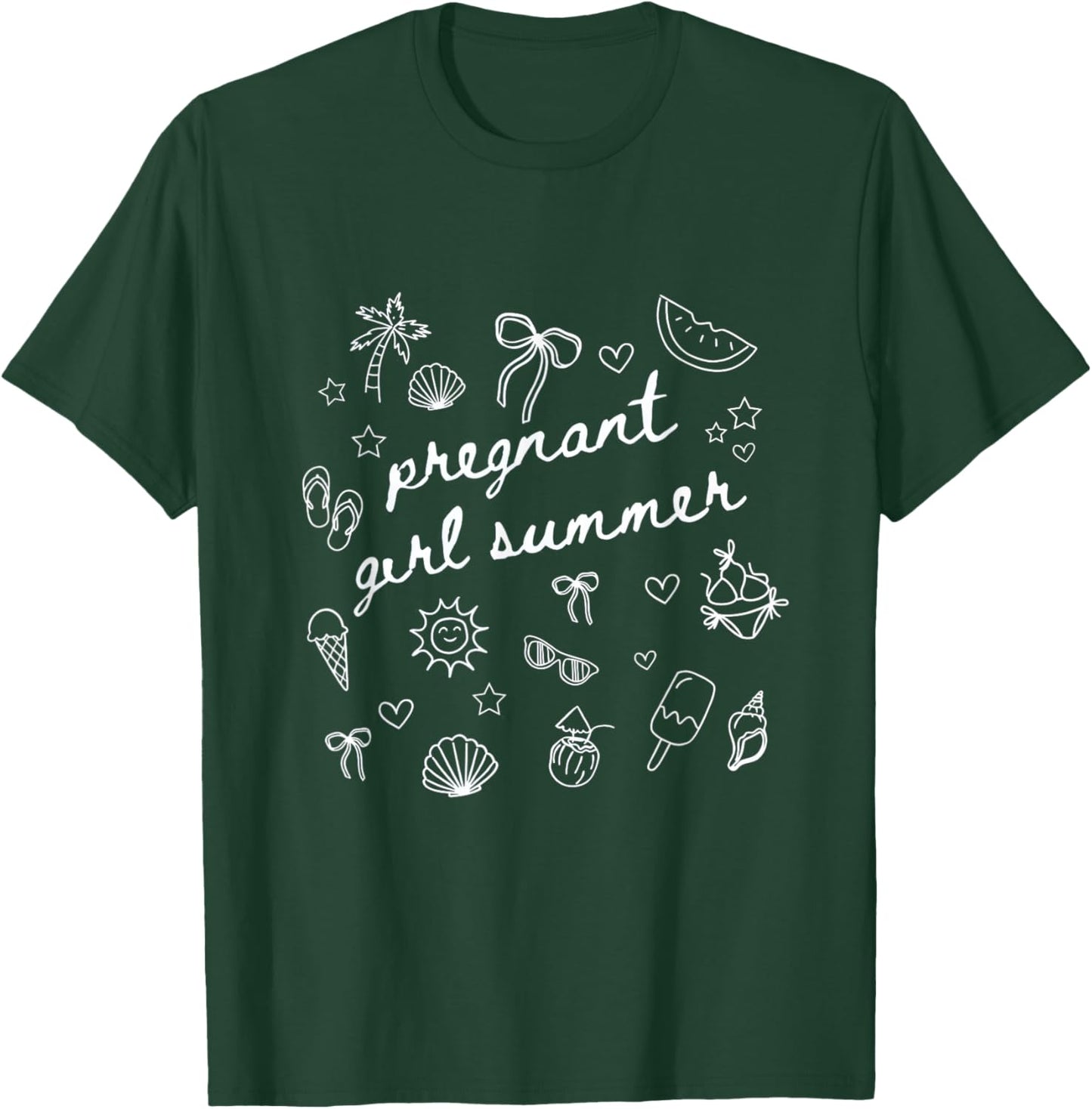 Pregnant Girl Summer Funny Baby Announcement T-Shirt - T-Shirt | Forest