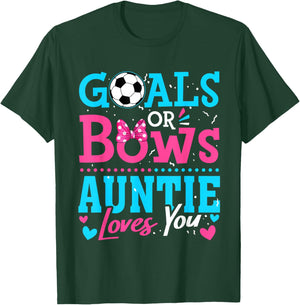 Goals Or Bows Auntie Loves You Soccer Ball Gender Reveal T-Shirt - T-Shirt | Forest