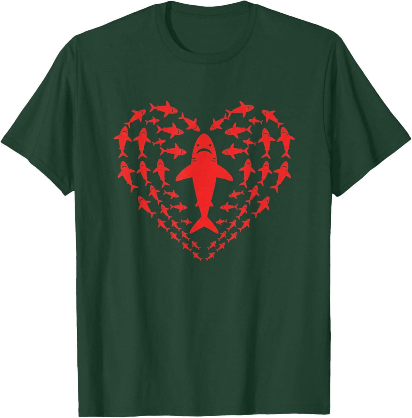 Shark Heart Kids Sea Creature Valentine Graphic T-Shirt - T-Shirt | Forest