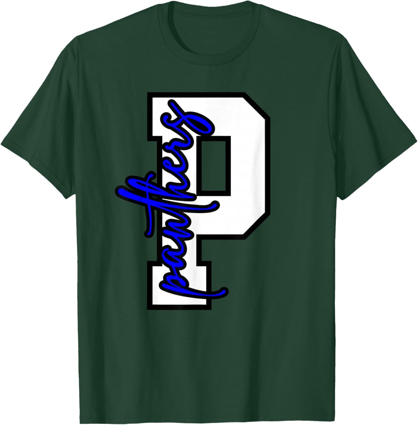 Panthers Varsity Letter School Spirit Blue Panther Pride T-Shirt - T-Shirt | Forest
