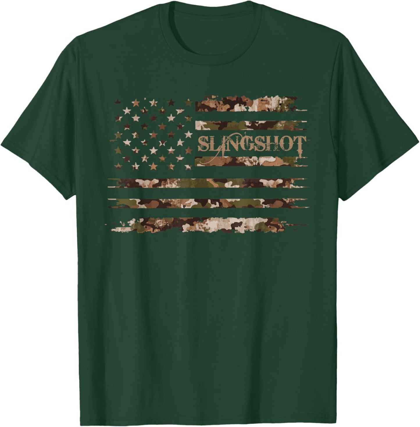 Slingshot Toy Camo Distressed American Flag Throwback T-Shirt - T-Shirt | Forest