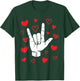 I Love You Sign Language Valentine's Day ASL Hearts T-Shirt - T-Shirt | Forest