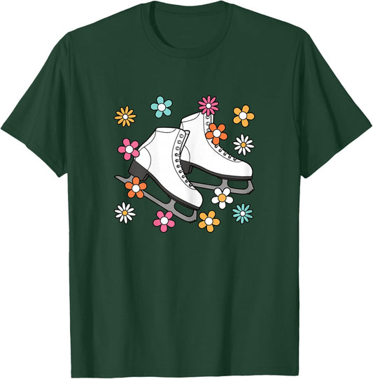 Cute Ice Skating Figure Skating Skater Women Girls Kids T-Shirt - T-Shirt | Forest