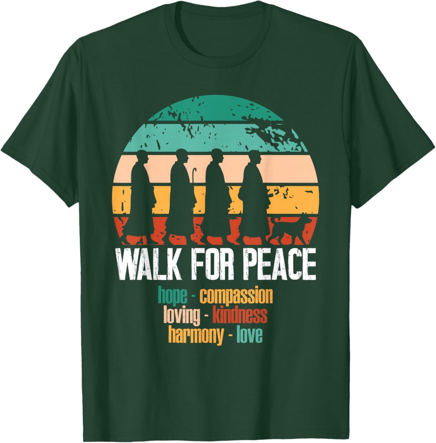 Peace Walking Monks, Aloka Dog Peaceful Path Journey Gifts T-Shirt - T-Shirt | Forest
