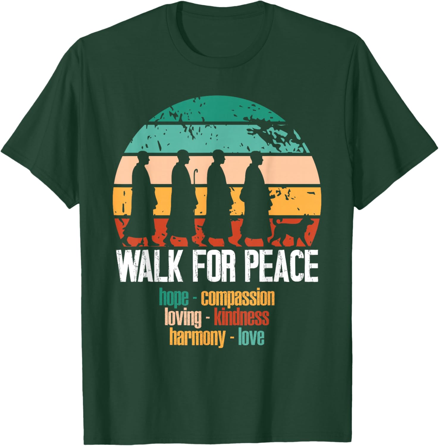 Peace Walking Monks, Aloka Dog Peaceful Path Journey Gifts T-Shirt - T-Shirt | Forest