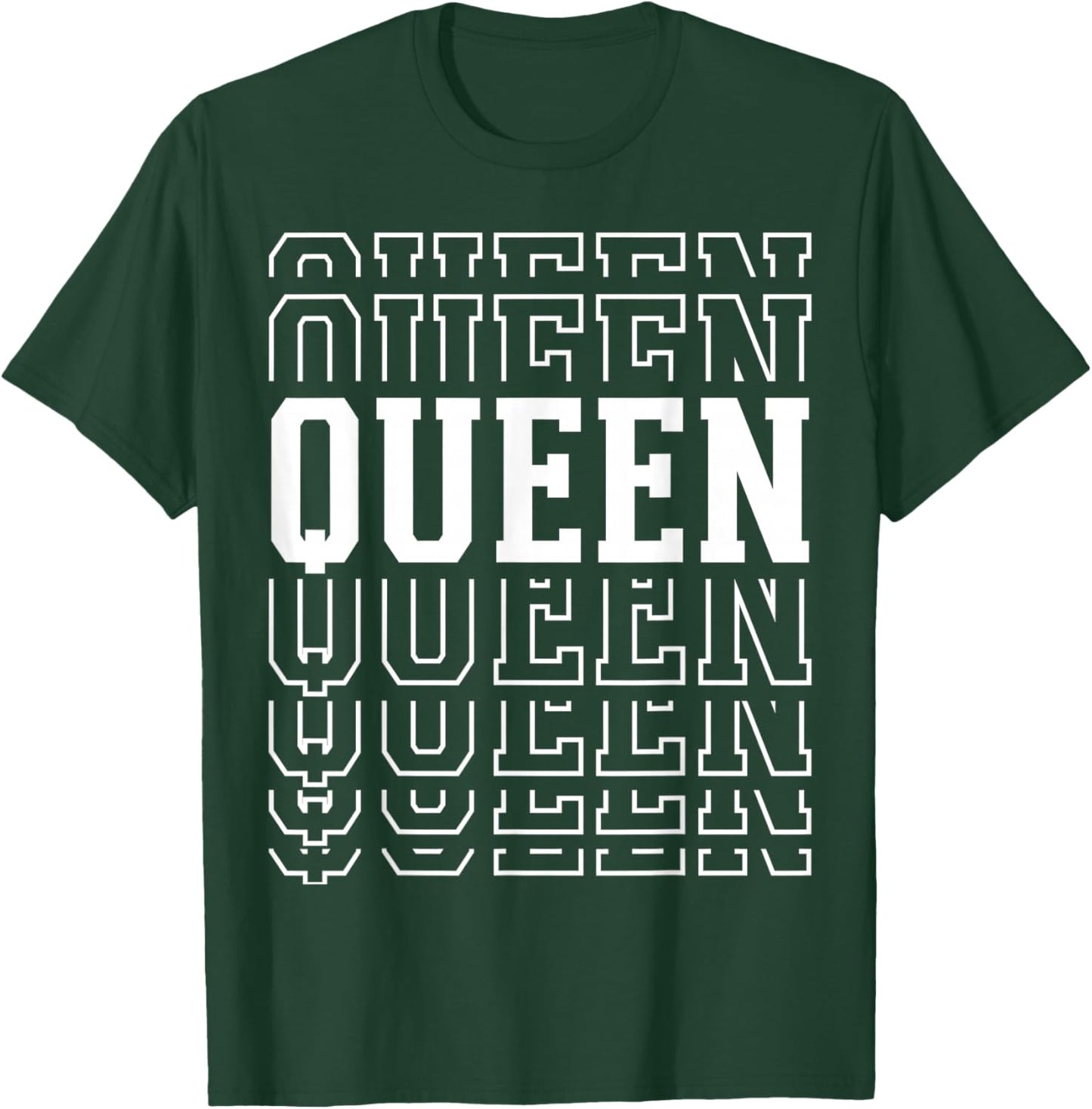 Queen Layered Text Costume Royalty Party T-Shirt - T-Shirt | Forest