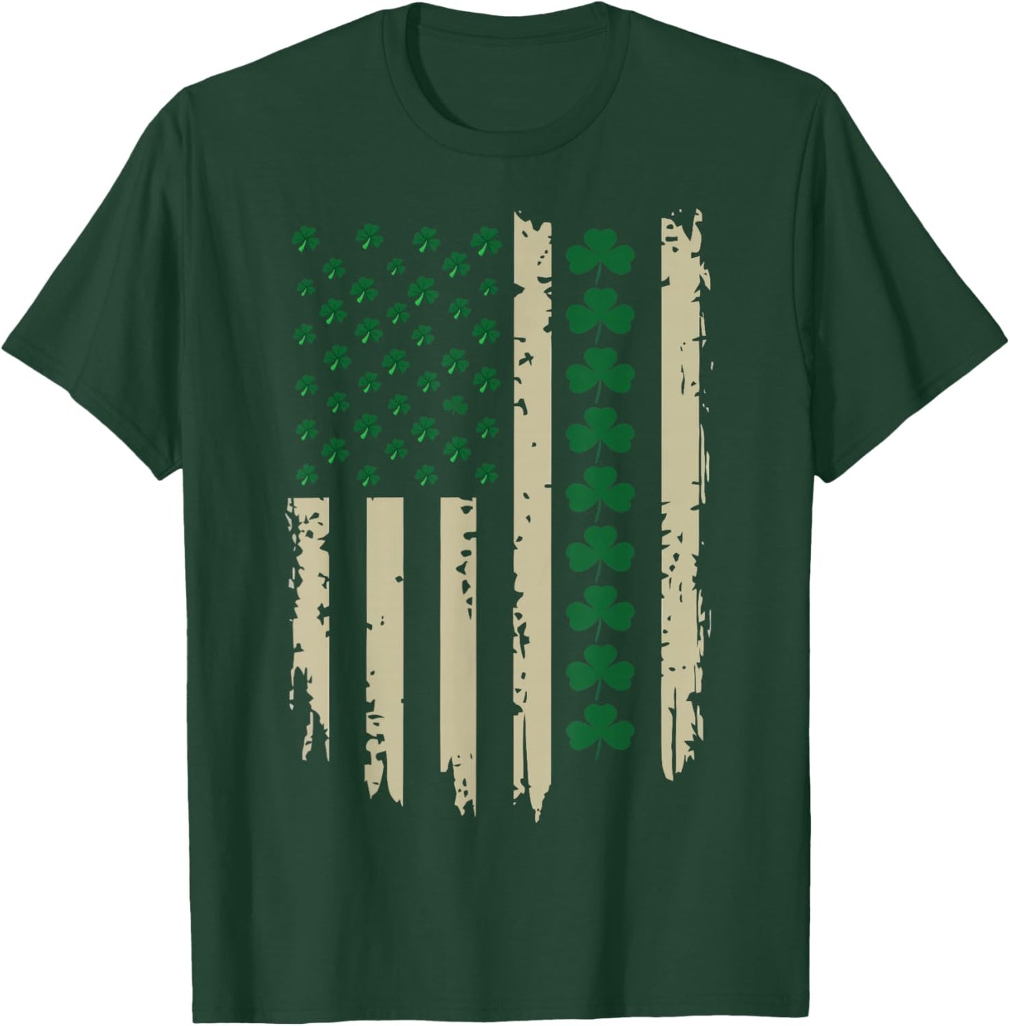 US American Shamrock Flag for St Patricks Day Funny T-Shirt - T-Shirt | Forest