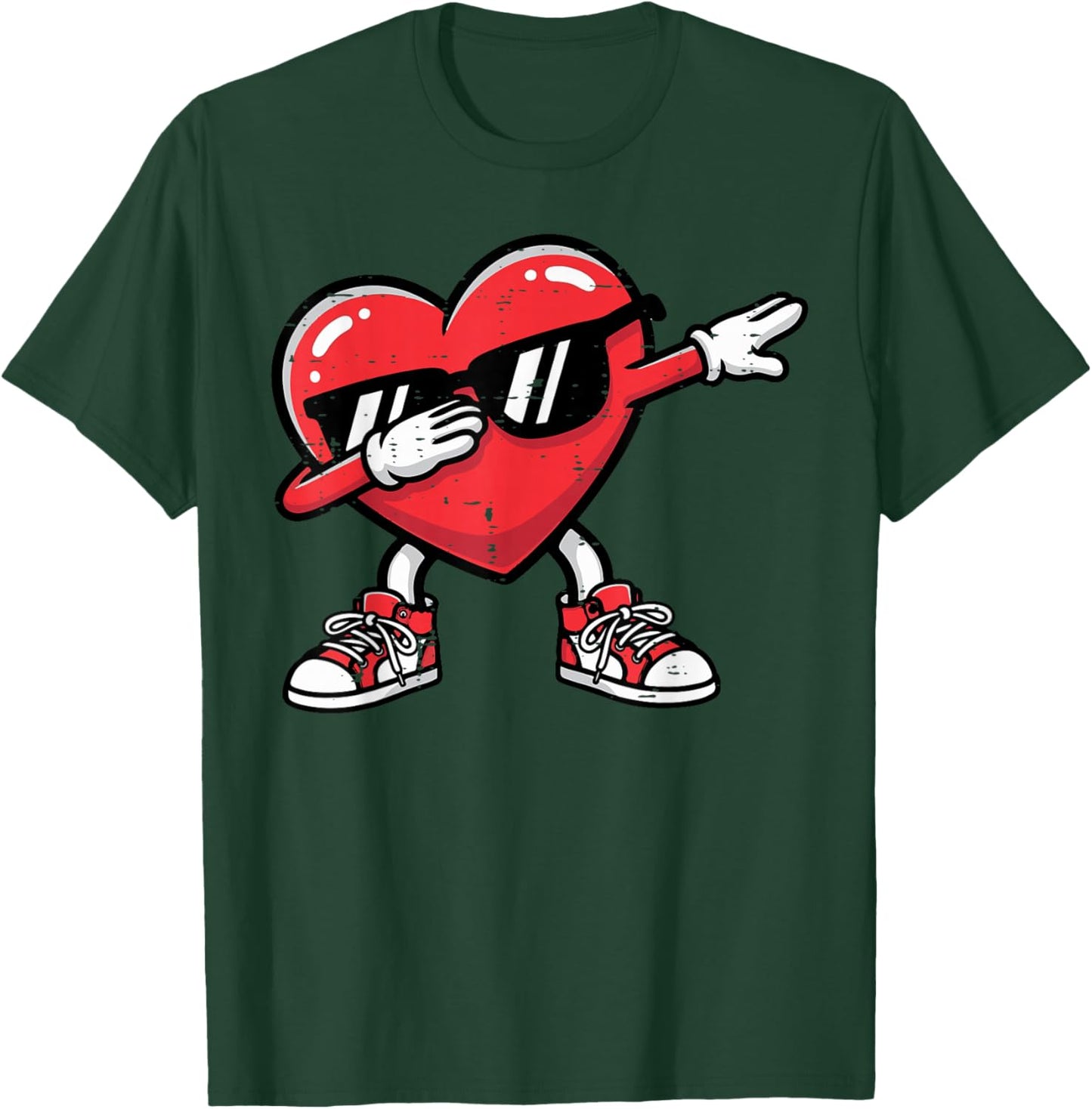 Valentines Day Dabbing Heart Dab Dance Girls Kids Women Men T-Shirt - T-Shirt | Forest