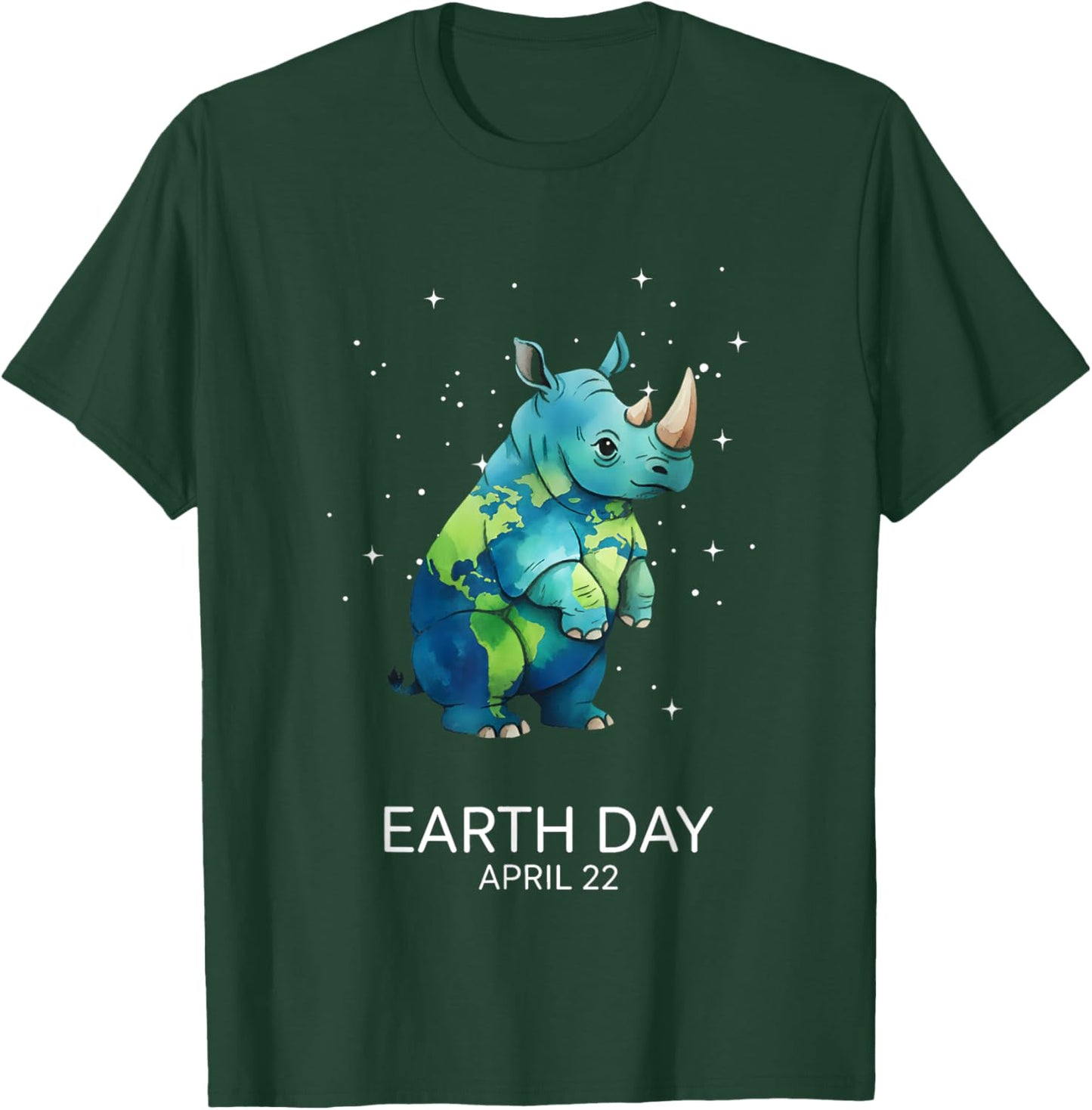 Earth Day 2026 Rhino Art T-Shirt - T-Shirt | Forest