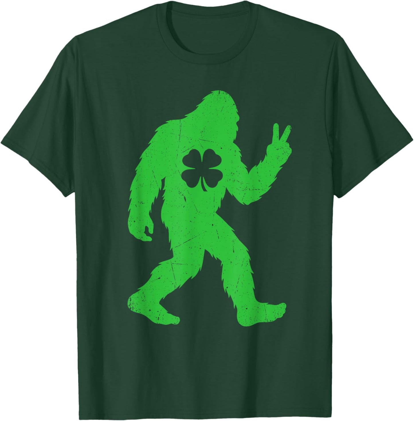 Retro Funny St Patrick's Day Bigfoot Shamrock Men Women Kids T-Shirt - T-Shirt | Forest