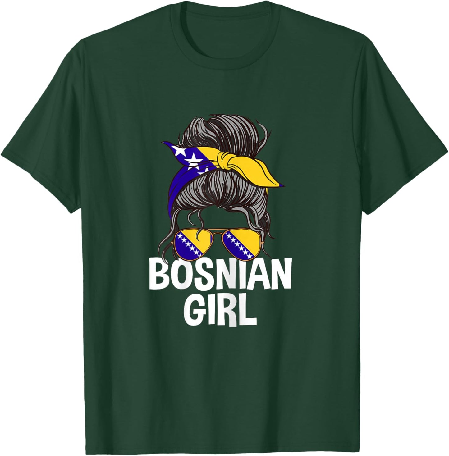 Bosnian Girl Messy Hair Bun Bosnia Woman T-Shirt - T-Shirt | Forest