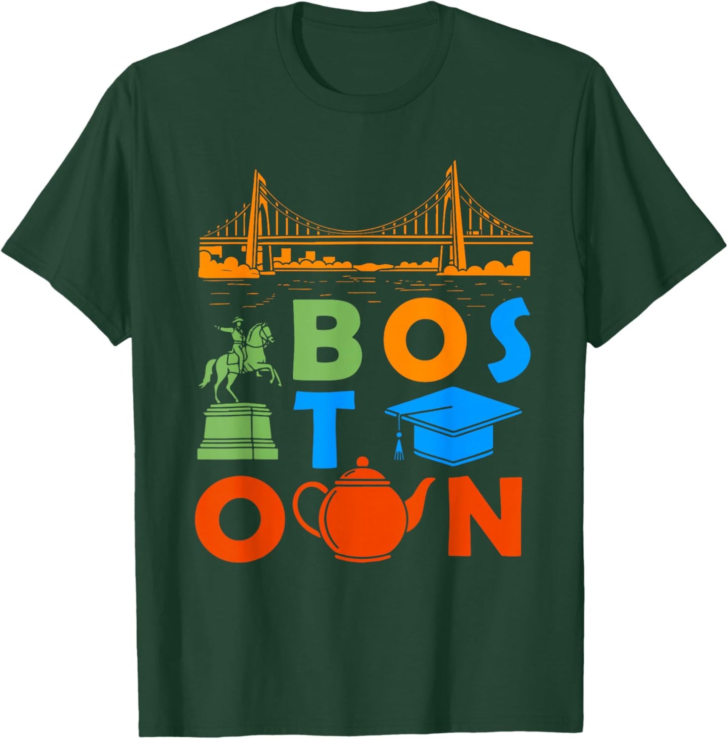 Boston Massachusetts Souvenir Men Boston Bridge Boston T-Shirt - T-Shirt | Forest