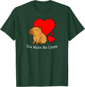 Capybara Valentine's Day Pun Make Me Cappy T-Shirt - T-Shirt | Forest