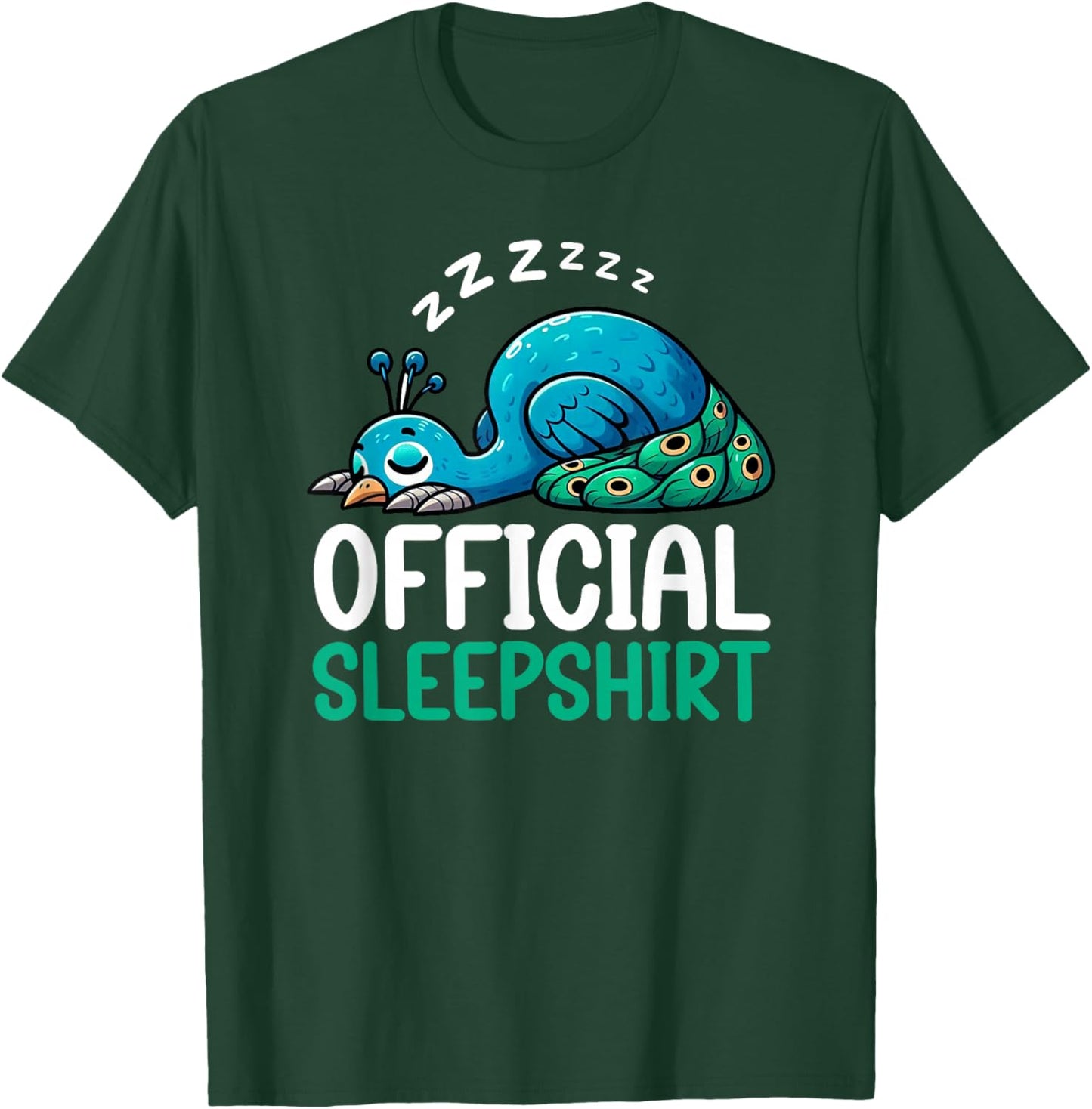 Official Sleepshirt Peacock Pajamas Lazy Sleeper Animal T-Shirt - T-Shirt | Forest