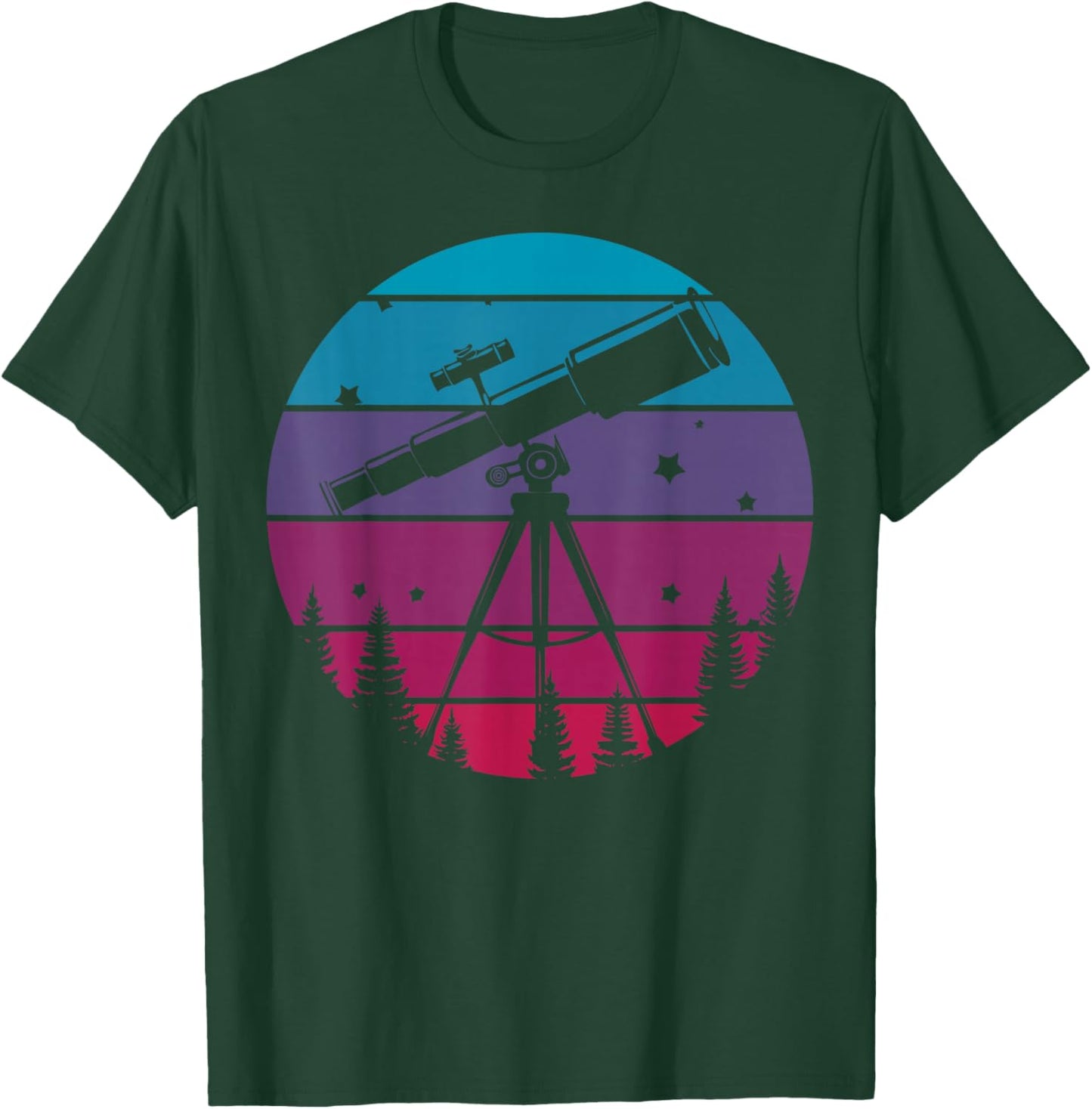 Astrophotography Telescope Silhouette Retro Astronomy T-Shirt - T-Shirt | Forest