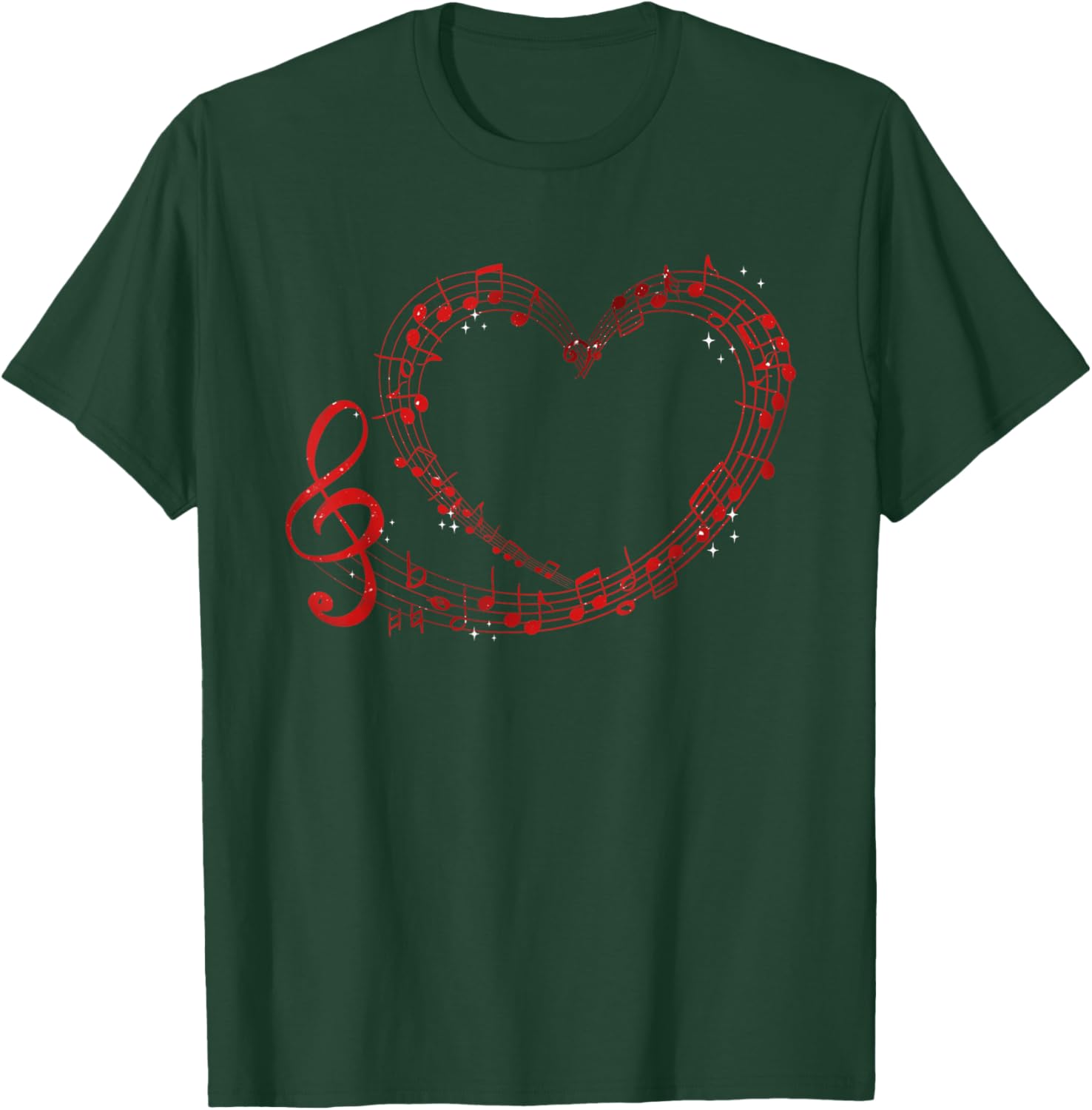 Musical Note Heart Music Teacher Valentines Day Musician T-Shirt - T-Shirt | Forest
