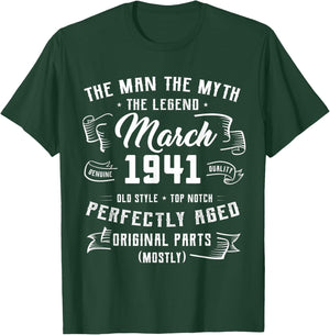 85th Birthday Gift Man Myth Legend March 1941 85 Yrs Old T-Shirt - T-Shirt | Forest
