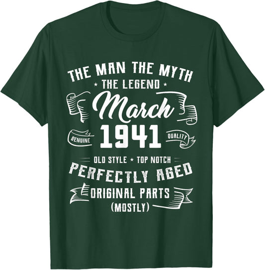 85th Birthday Gift Man Myth Legend March 1941 85 Yrs Old T-Shirt - T-Shirt | Forest