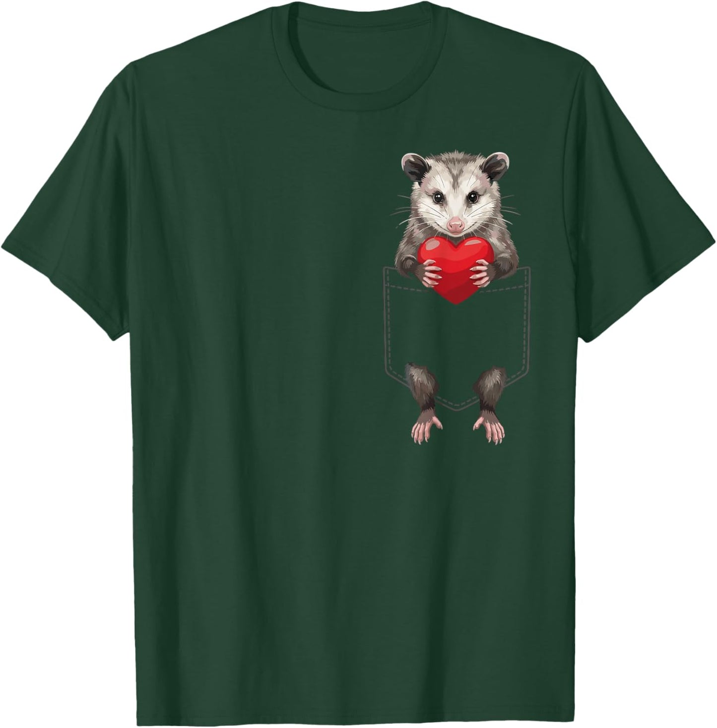 Possum in Pocket Opossum Animal Lover Valentines T-Shirt - T-Shirt | Forest