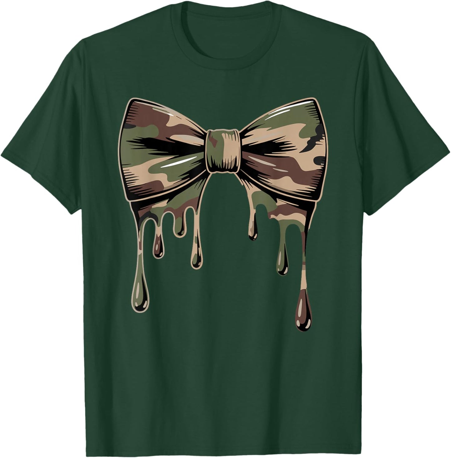 Camouflage Old Camo Bow Cute Country Hunting Women Girl T-Shirt - T-Shirt | Forest