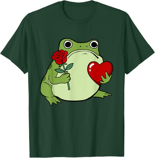 Grumpy Frog Japanese Valentines Graphic Women Youth T-Shirt - T-Shirt | Forest