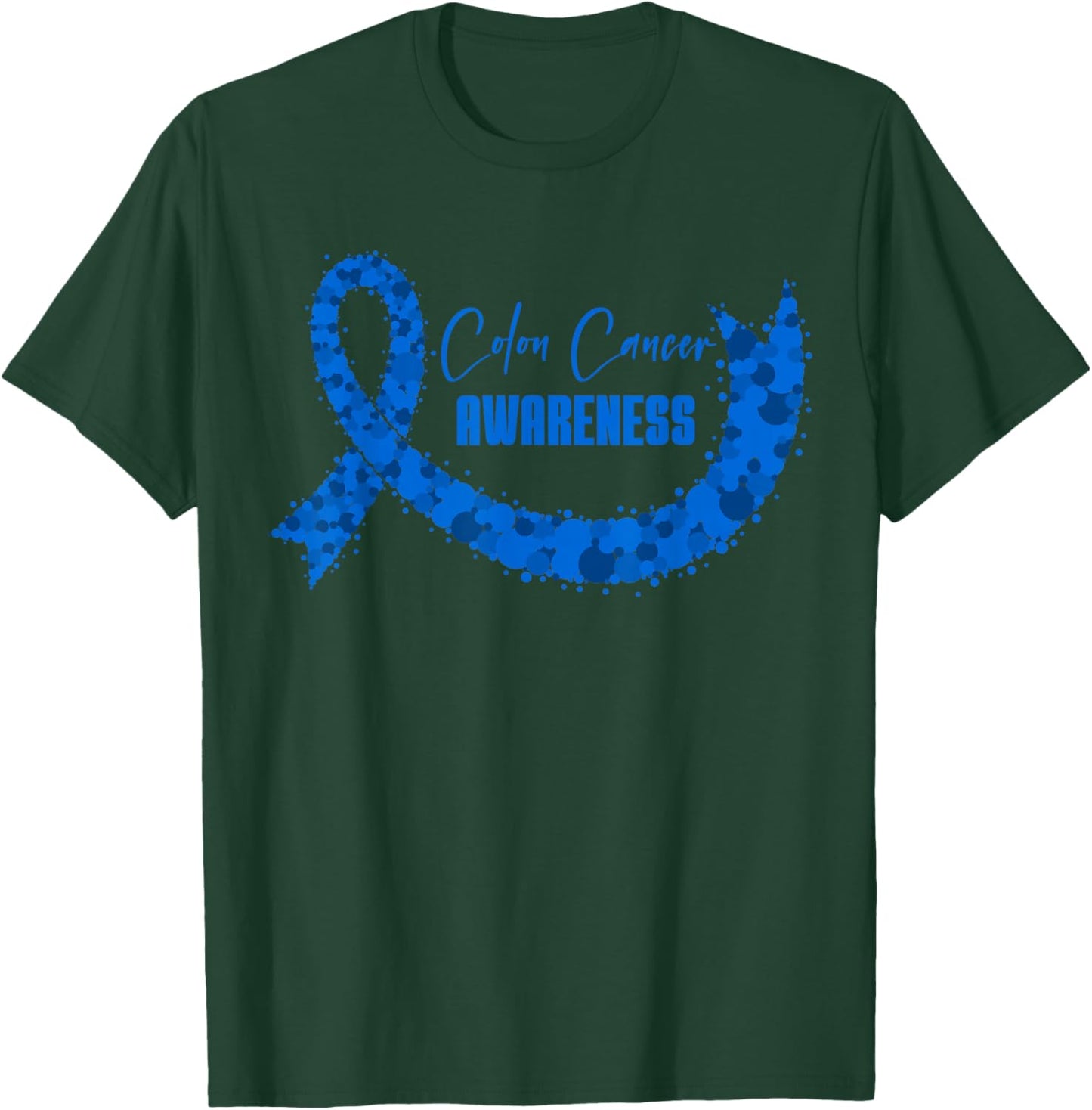 Colon Cancer Awareness Warriors Survivors Dark Blue Ribbon T-Shirt - T-Shirt | Forest