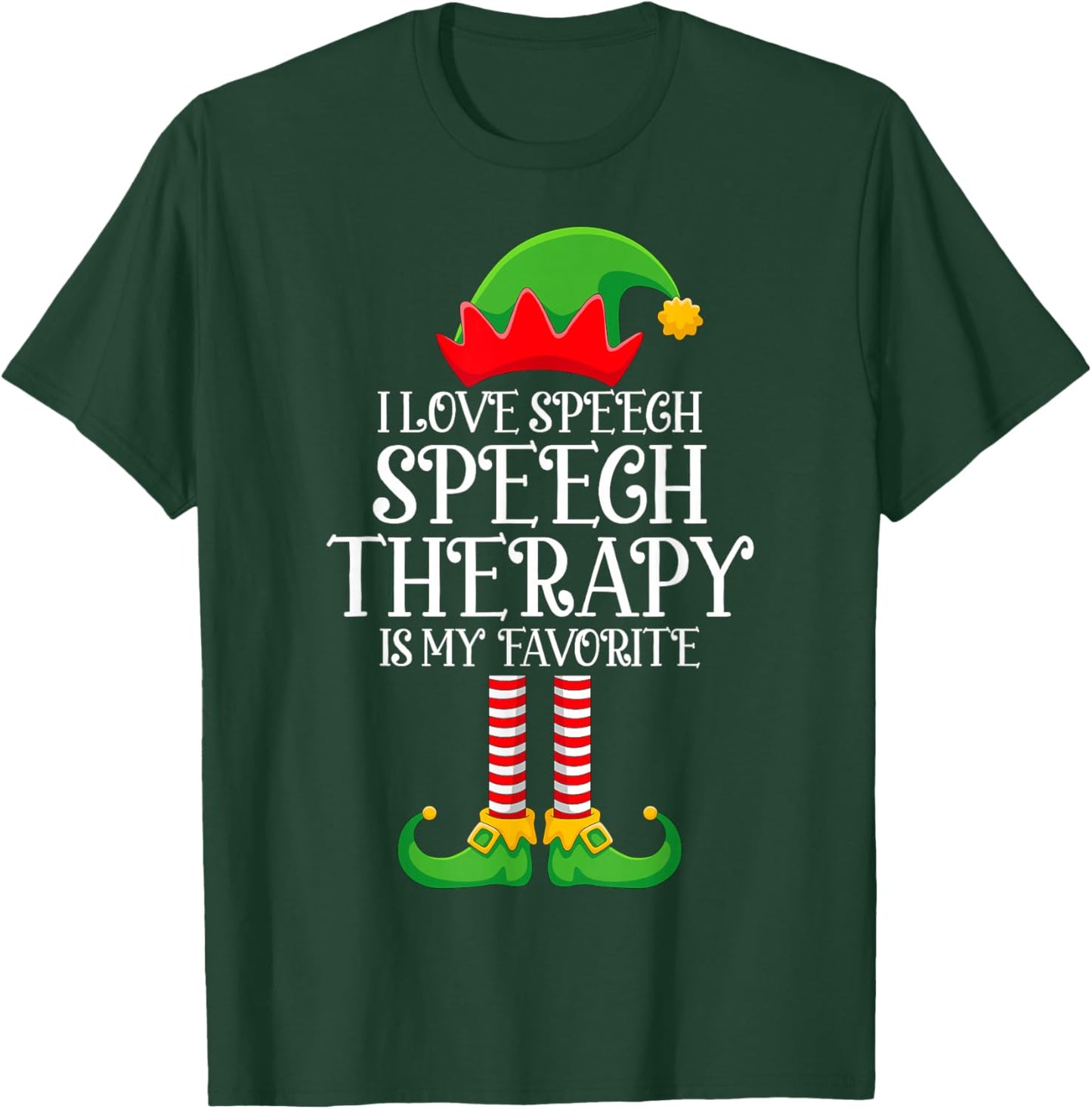 Speech Therapy Elf Christmas Funny School Therapist SLP Xmas T-Shirt - T-Shirt | Forest