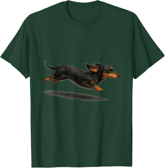Funny Retro Cute Running Dachshund Dog T-Shirt - T-Shirt | Forest