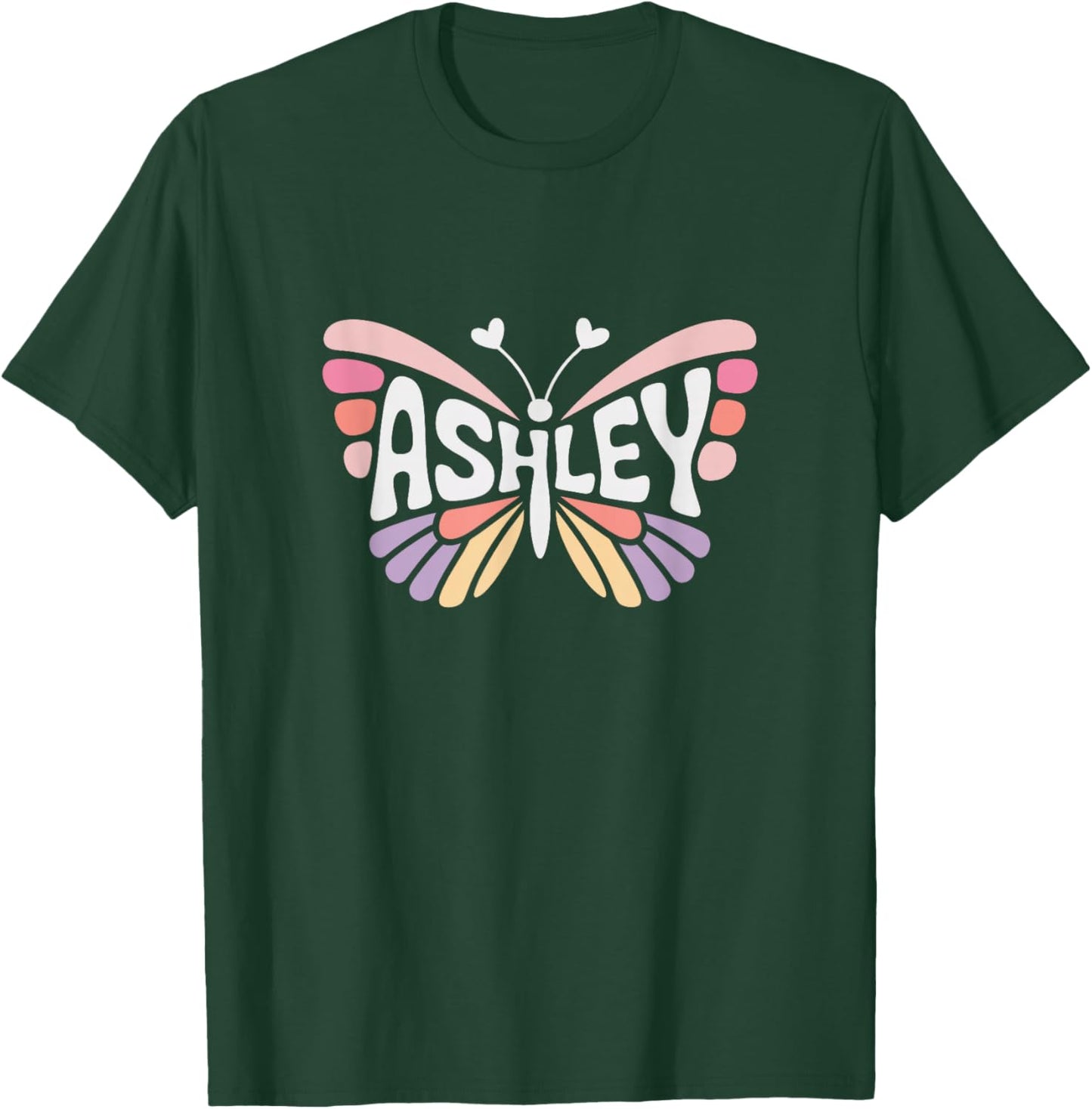 Ashley Butterfly - Personalized Cute Name Word Art T-Shirt - T-Shirt | Forest