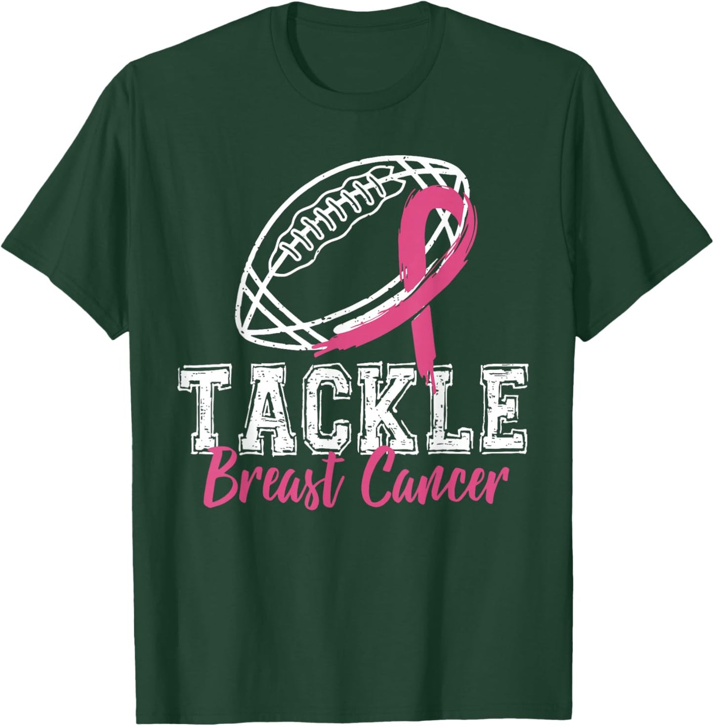 Tackle Breast Cancer Awareness American Football Pink Ribbon T-Shirt - T-Shirt | Forest