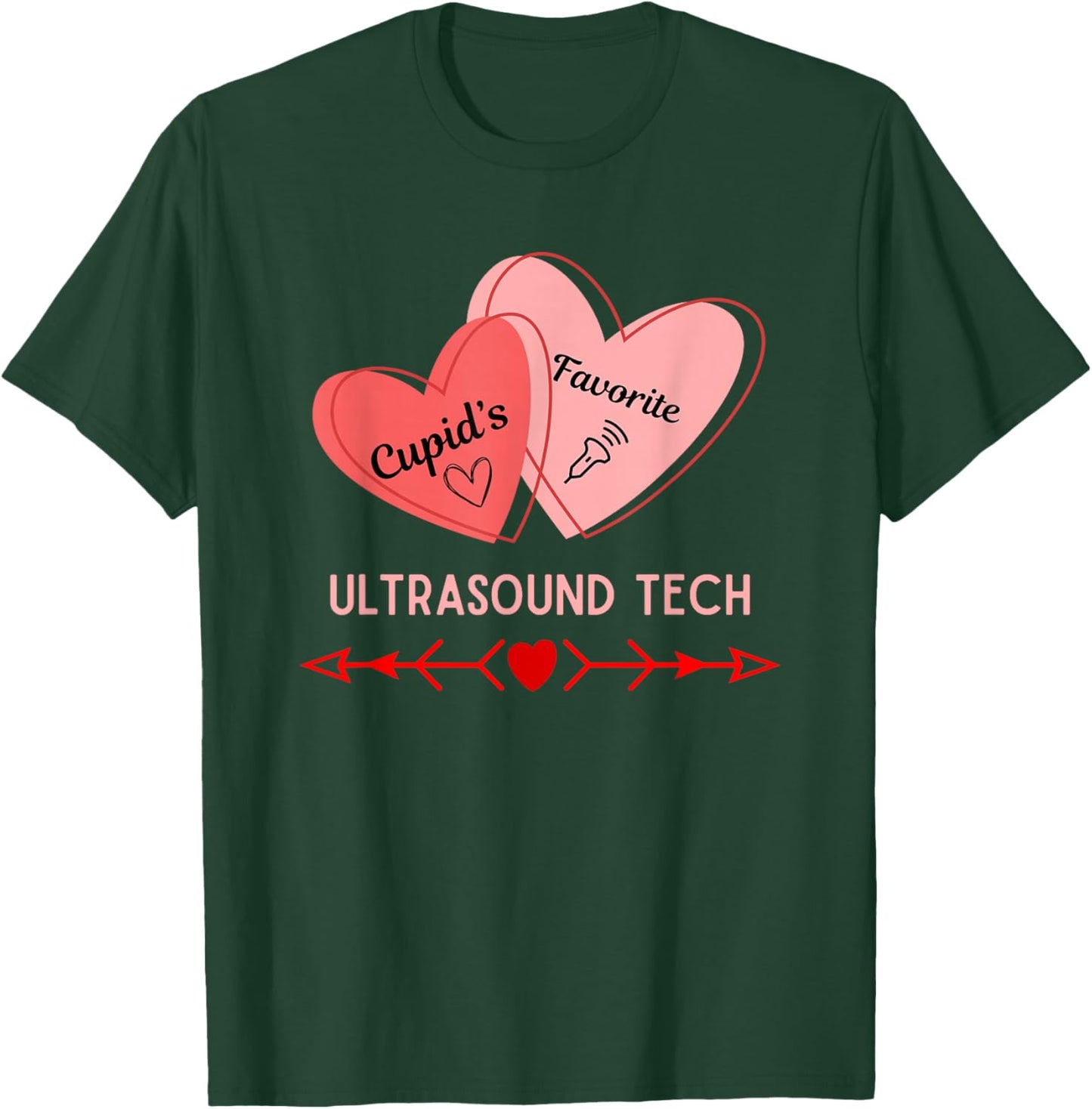Valentine's Day Ultrasound Tech Healthcare Worker Trendy T-Shirt - T-Shirt | Forest