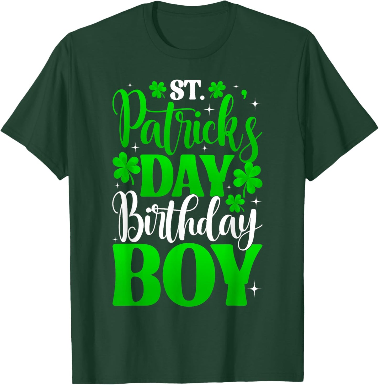 St. Patrick's Day Birthday Boy Shamrocks Kids Boys Men T-Shirt - T-Shirt | Forest