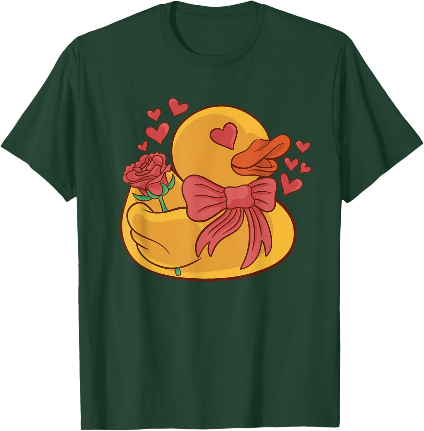 Valentines Rubber Duck with Rose Flowers Rubber Duck Lover T-Shirt - T-Shirt | Forest