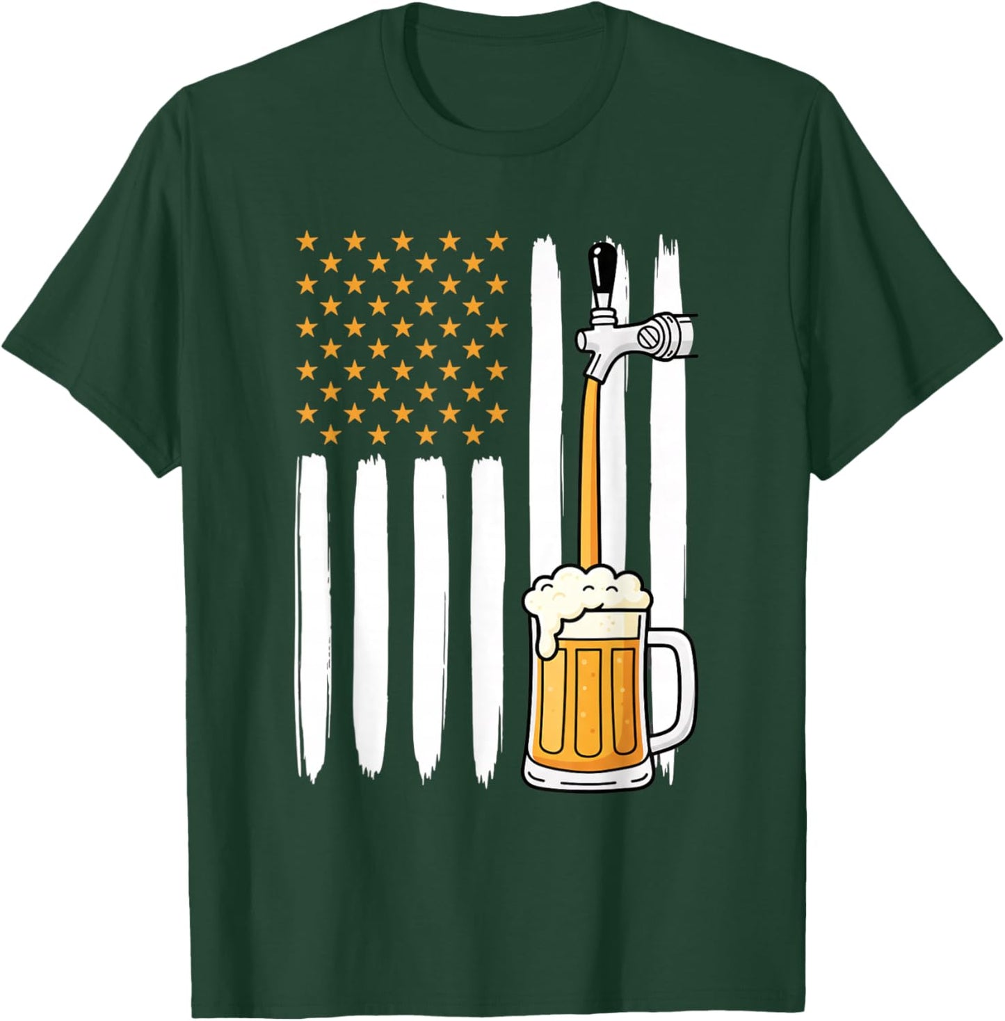 USA Beer Tap Pour - Patriotic American Flag Brew Design T-Shirt - T-Shirt | Forest