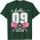 Hello Nine Est 2016 Coquette Bow 9th Birthday Girl T-Shirt - T-Shirt | Forest