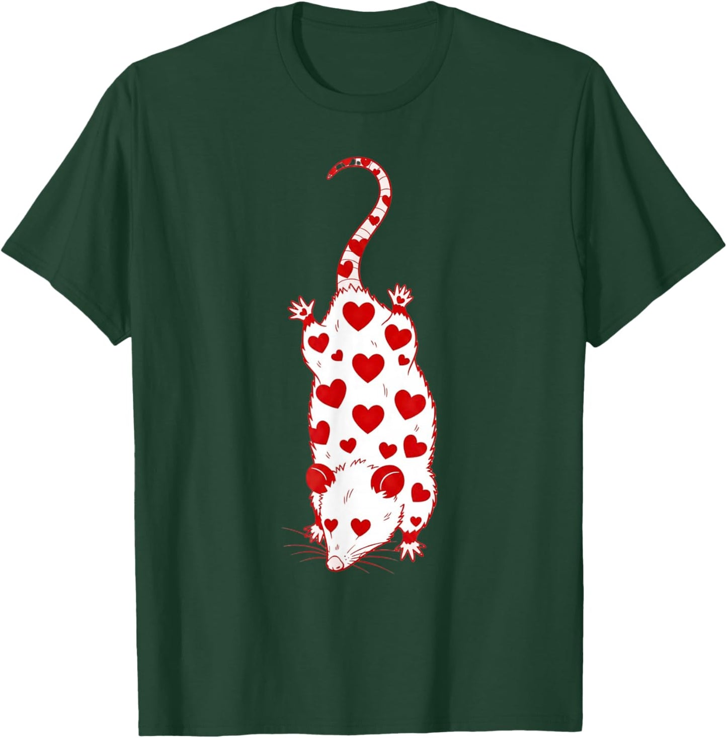 Opossum with Hearts | Cute Valentines Day Pet Possum T-Shirt - T-Shirt | Forest