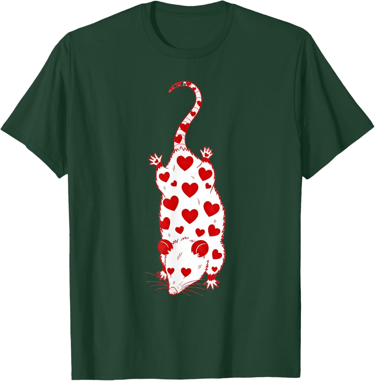 Opossum with Hearts | Cute Valentines Day Pet Possum T-Shirt - T-Shirt | Forest