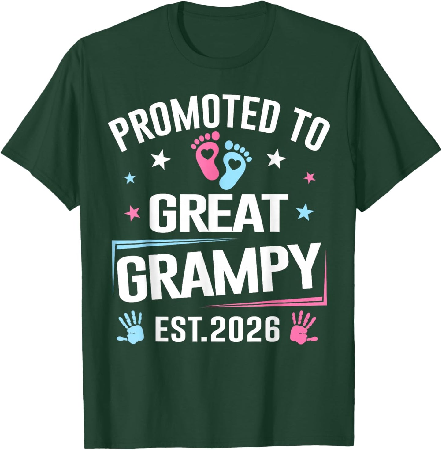 Promoted to Great Grampy Est 2026 Pregnancy Announcement T-Shirt - T-Shirt | Forest
