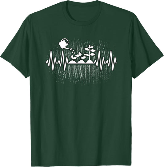 Vintage Gardening Heartbeat Gardener Garden Men Women T-Shirt - T-Shirt | Forest