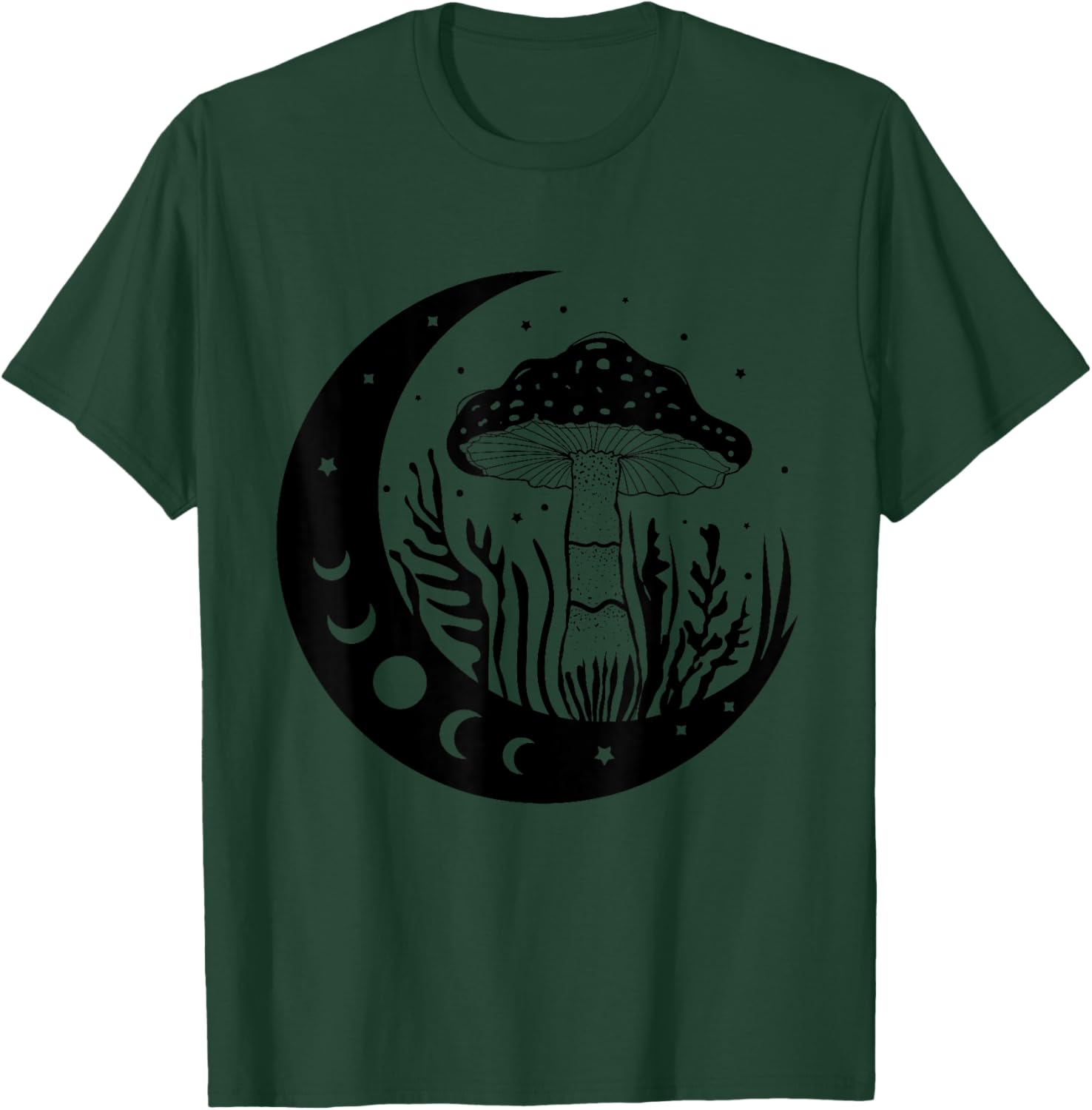 Mycology Mushroom Hunter Foraging Moon Phases Mycologist T-Shirt - T-Shirt | Forest