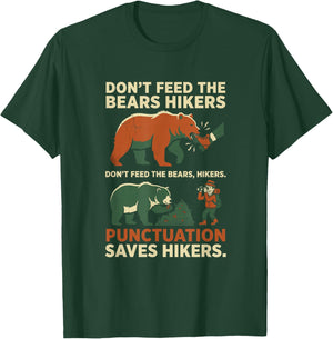 Funny Grammar Punctuation Saves Hikers English Teacher T-Shirt - T-Shirt | Forest