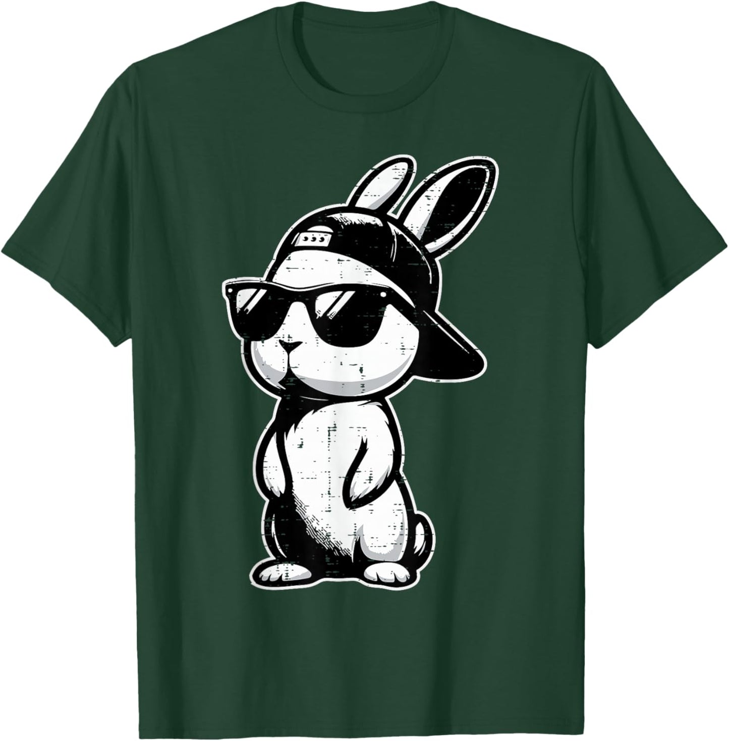 Easter Bunny Baseball Cap Sunglasses Cute Rabbit Boys Kids T-Shirt - T-Shirt | Forest